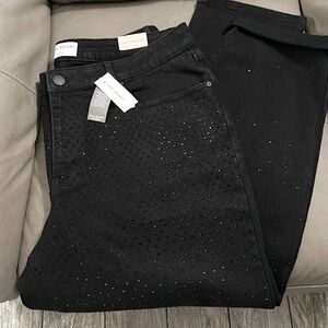 Lane Bryant Black jeans ,with black crystals on the front side of the jeans !